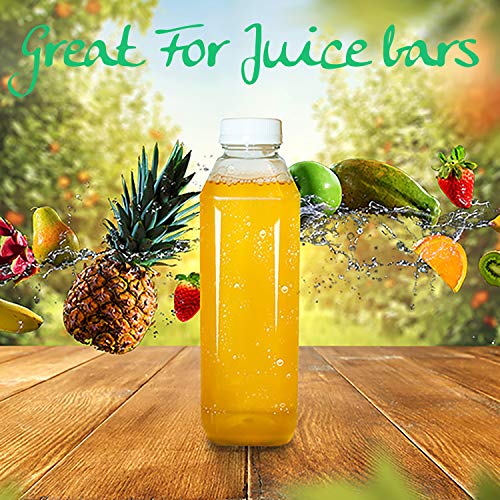 12 Oz Empty Pet Plastic Juice Bottles - Pack Of 48 Reusable Clear Disposable Milk Bulk Containers With White Tamper Evident Caps Lids (White, 12 Oz) #TOP4