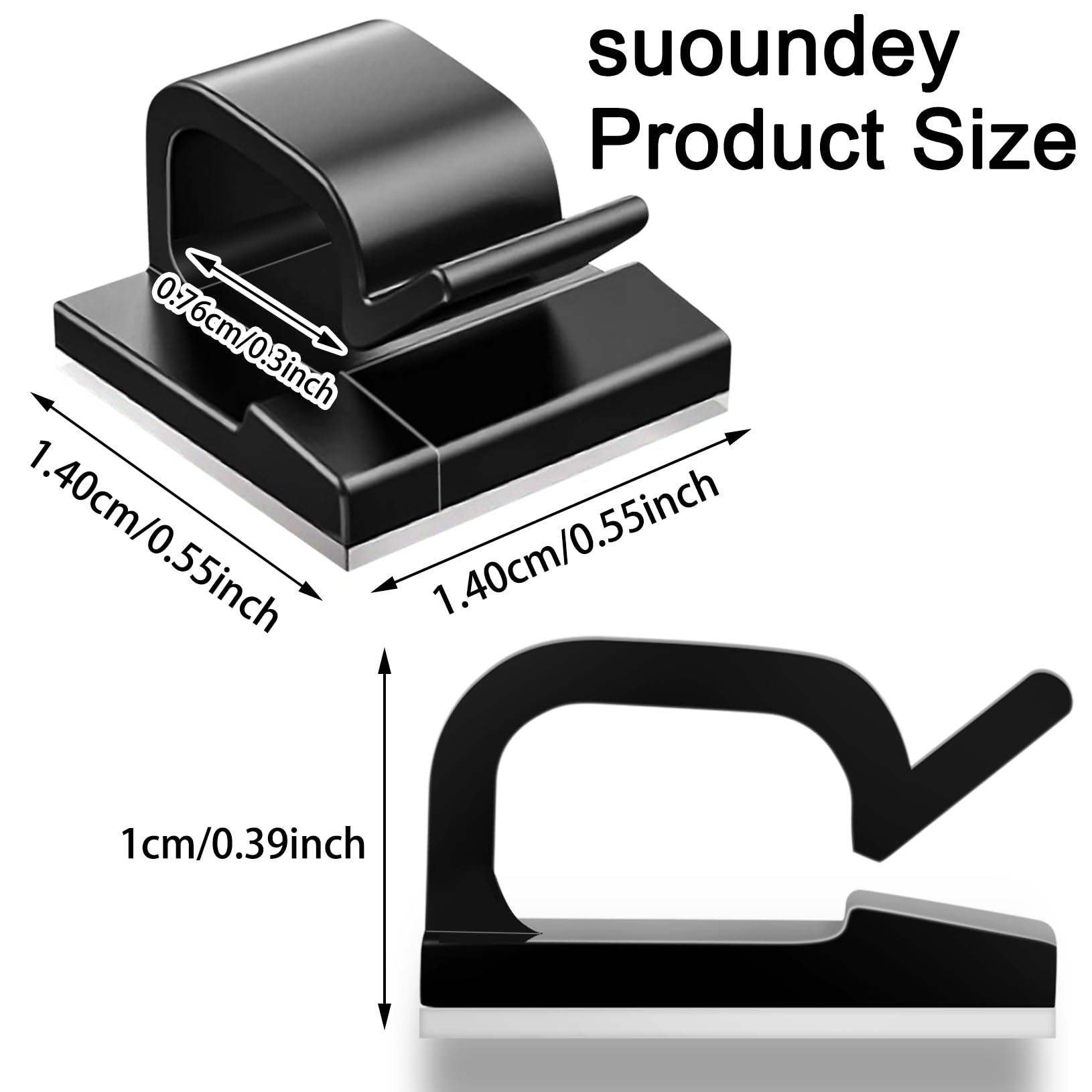 100 Pcs Cable Clips, Adhesive Cable Organizer Cord Holder Wire Clip Wire Management Self Adhesive Hooks Wire Holder for Office, Home, Black