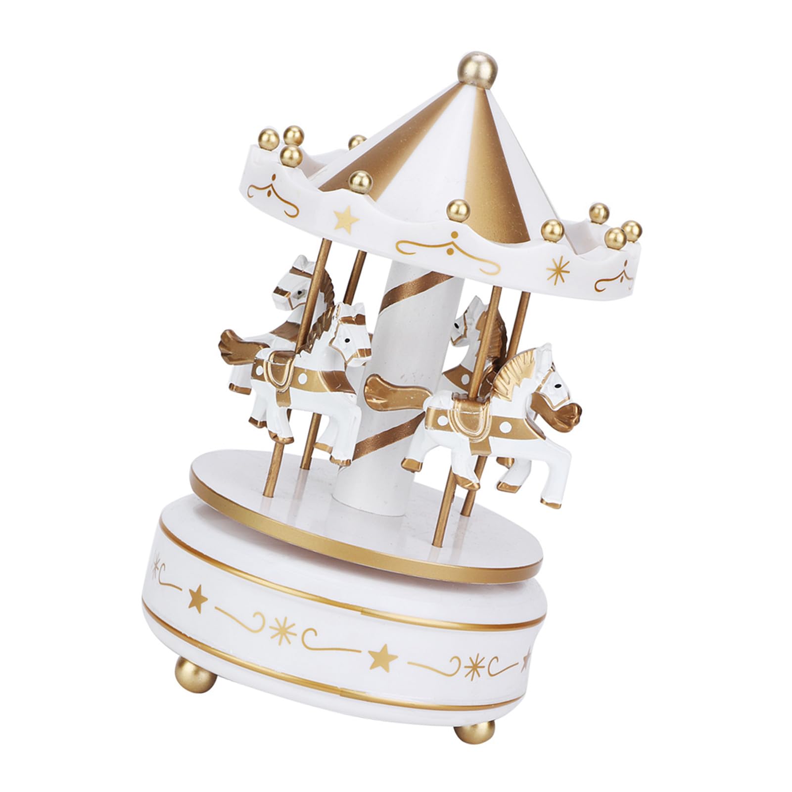 Jelquix Colorful Merry-Go-Round Music Box Carousel Girls with Rotating Horses Made of ABS Ideal for Christmas and Birthday Decorations (White)