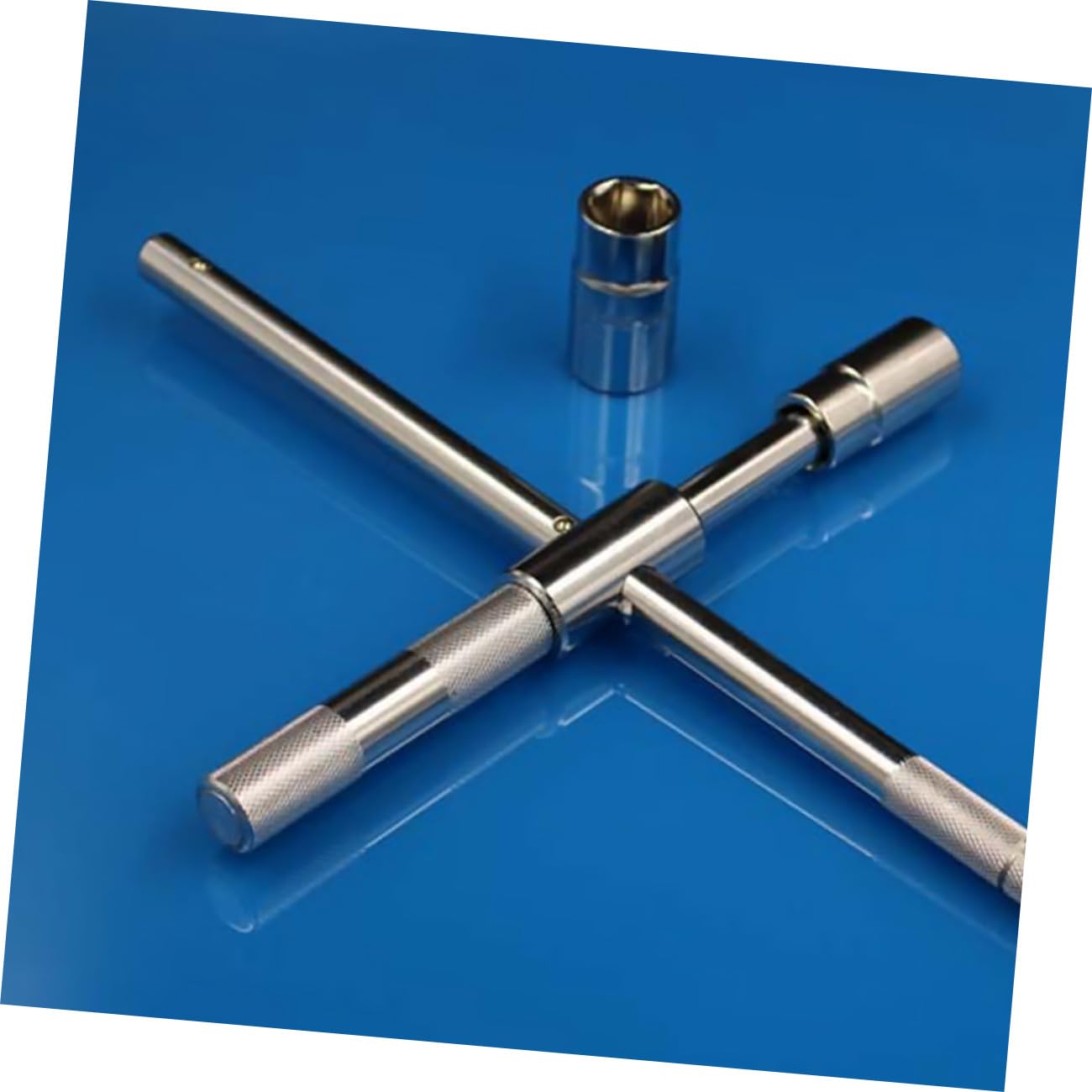 Llave de Rueda de Cruz 17/19/21/23mm de Acero para Ruedas | Plata, Estructura de 4 Vías, Diseño Ergonómico, Mayor Par y Dureza, para Camiones Ligeros y Autocaravanas