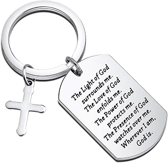 Gzrlyf Christian Gifts Prayer for Protection Key Rings - Religious Gifts for Christian Pastor Prayer for Protection Keychain