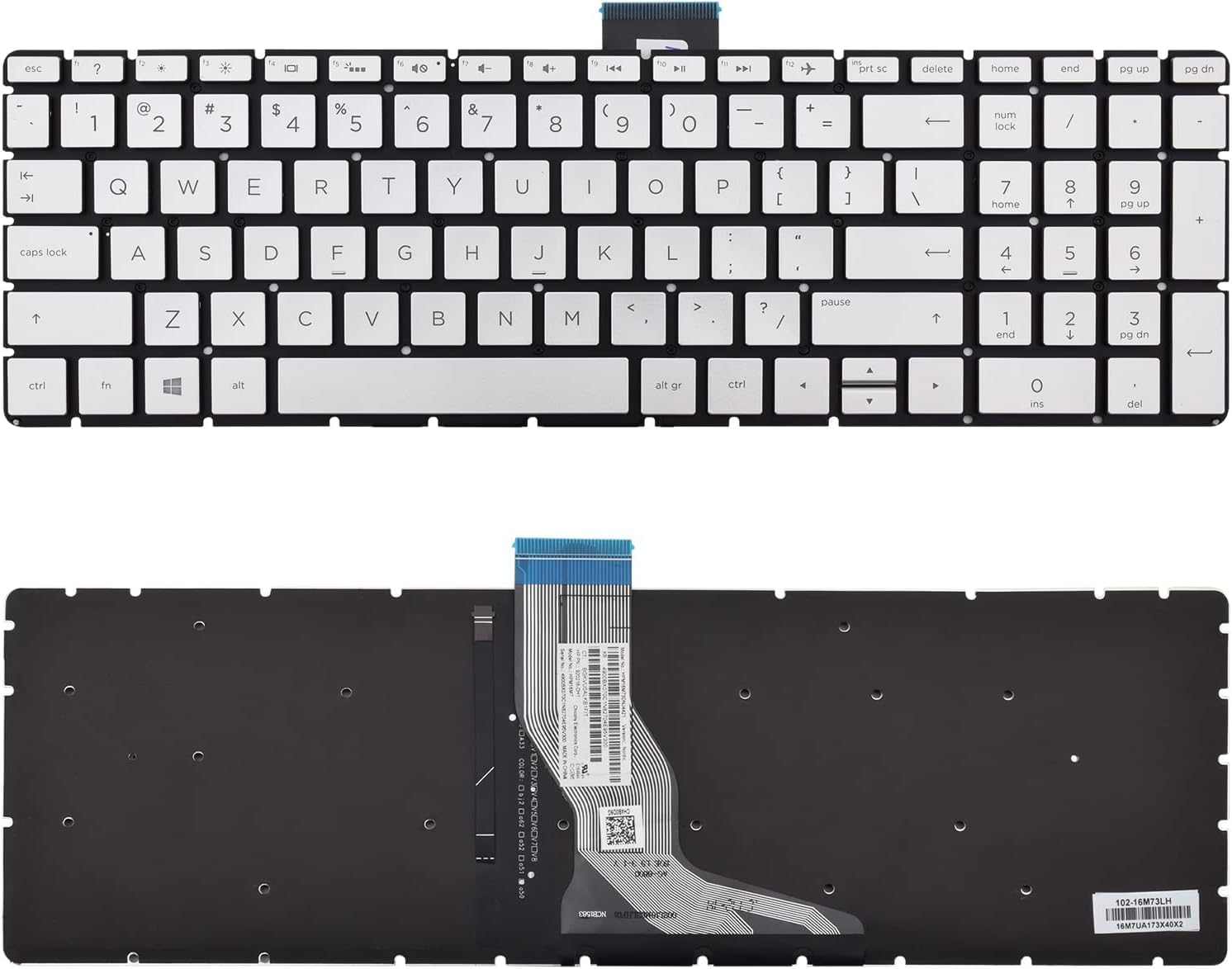 15-BS Backlit Laptop Keyboard for HP 15-bs 15-bs000, 17-BS, 15-Bw, Power 15-B Series US Black Keyboard (Silver with Backlit) Laptop Keyboard