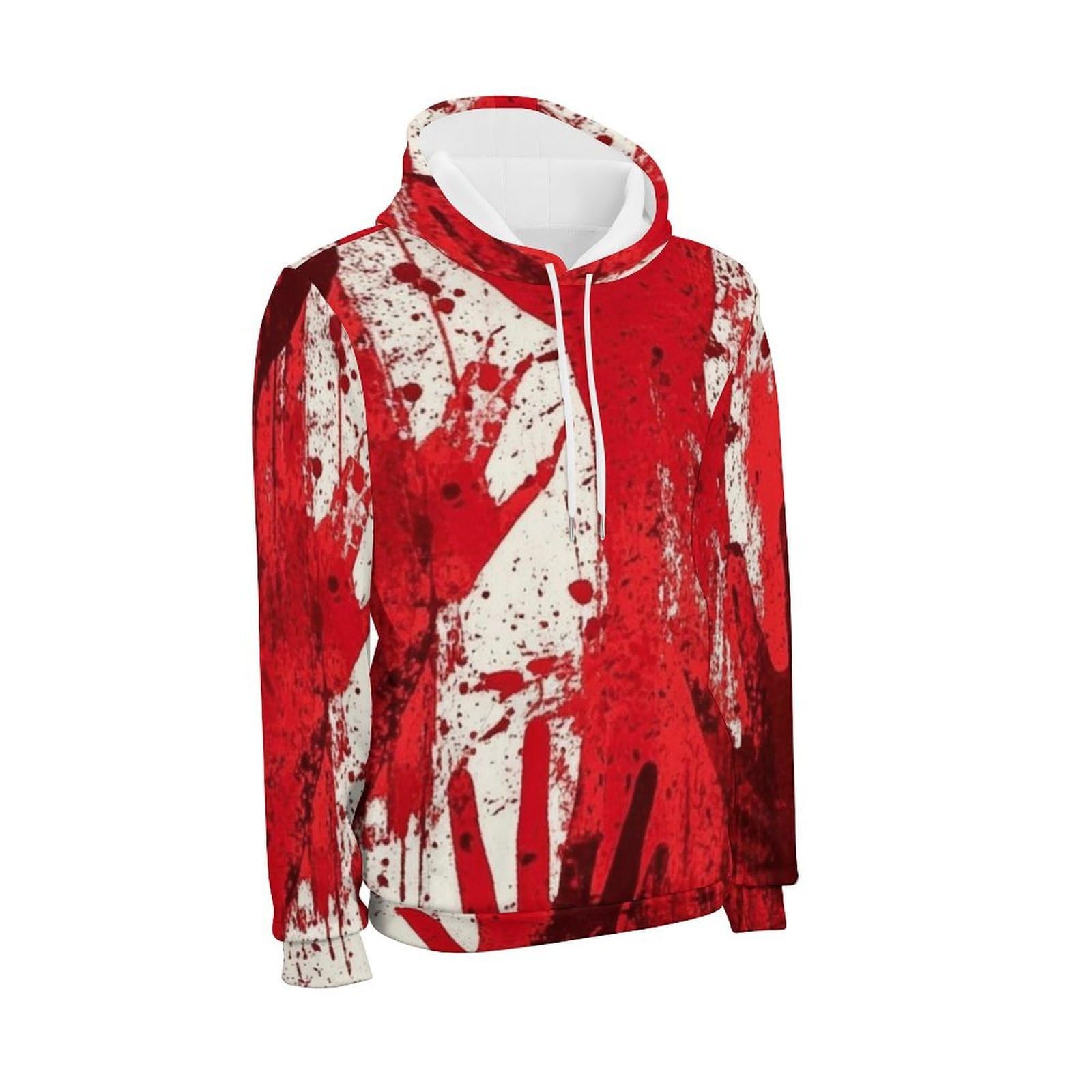 Felpa con cappuccio da uomo con stampa bianca rossa tuta casual pullover