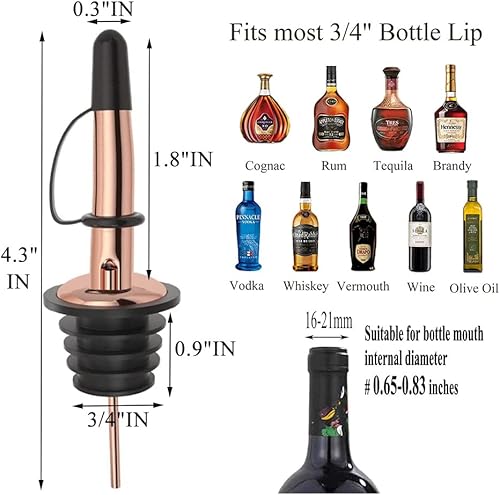 Miniatura 15 de Pafusen Paquete de 6 vertedores de botellas de licor, boquilla para verter licor para botellas de licor, boquilla dispensadora de aceite de oliva