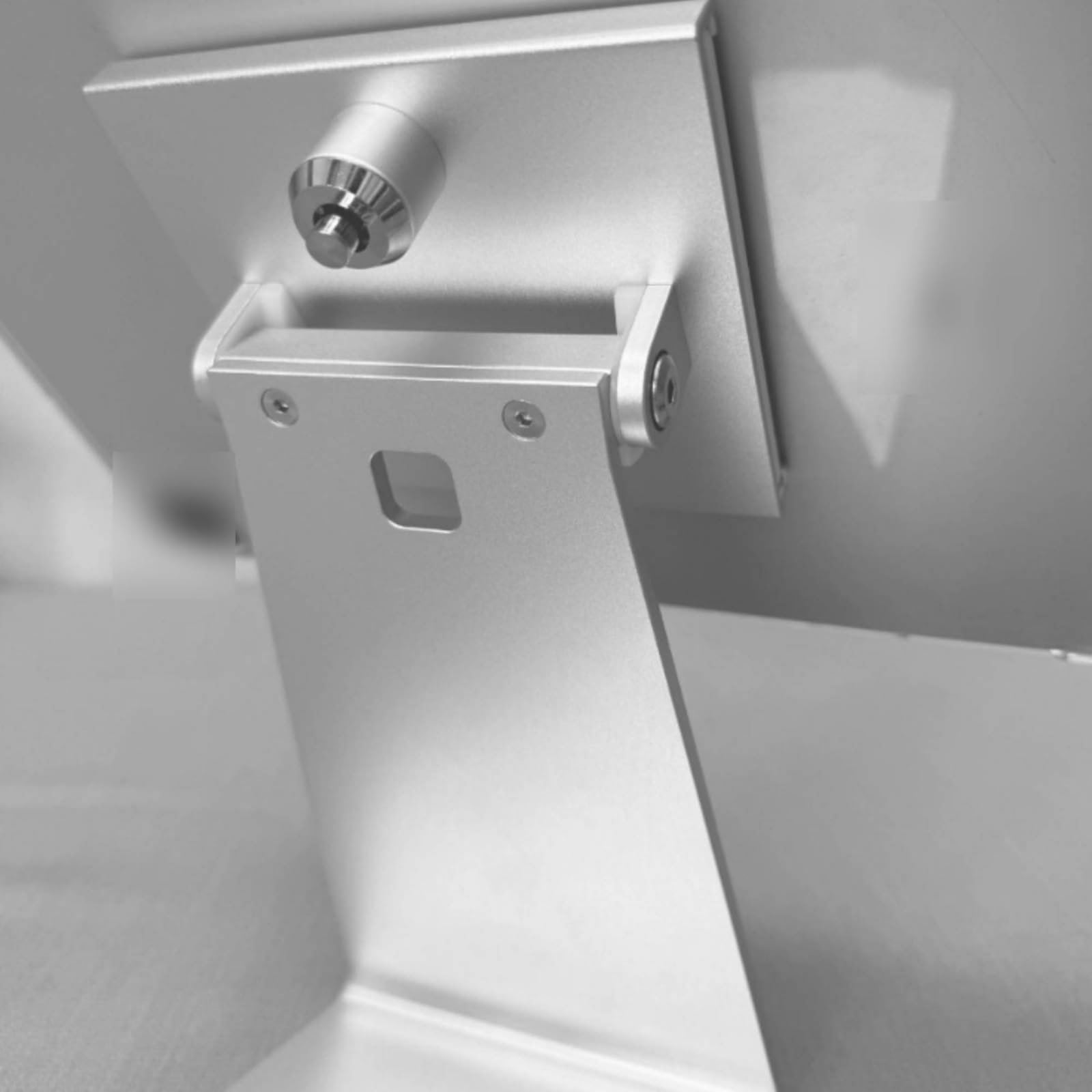 Supporto Tablet in Alluminio Supporto da Scrivania Piattaforma Stabile Colonna Regolabile Staffa con Chiusura a Chiave Profilo Compatto con Bordi