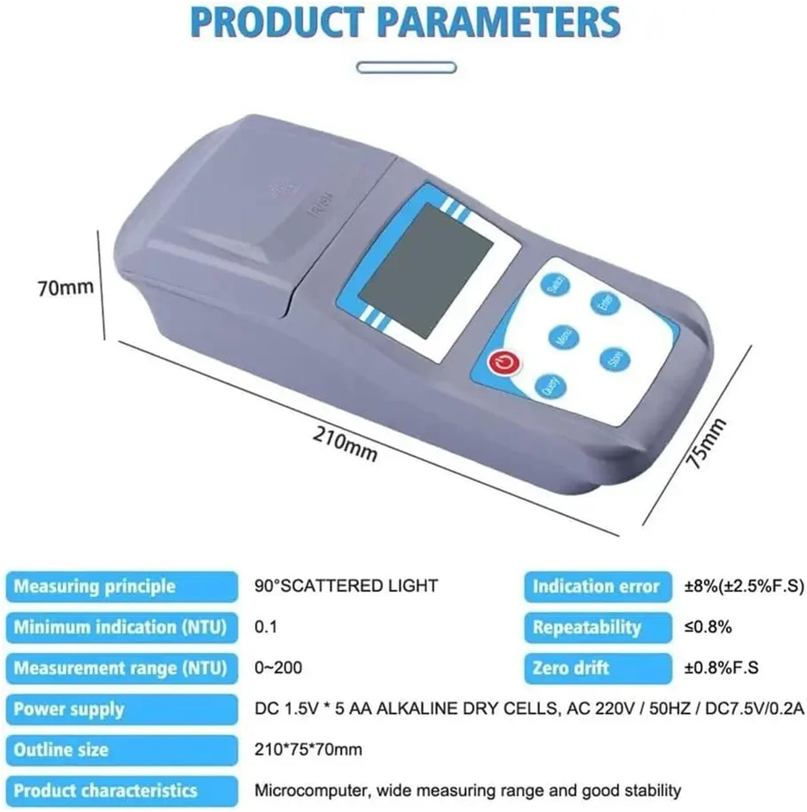 Medidor de turbidez digital, Turbidímetro portátil, microordenador, medidor de turbidez digital alta precisión for piscinas, laboratorio calidad del agua,para pruebas de calidad del agua