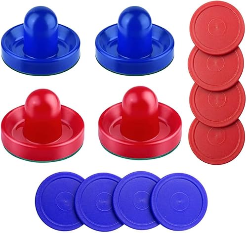 SereneLife Juego de accesorios de mesa de hockey de aire, incluye 8 discos y 4 empujadores, deslizamiento suave con agarre cómodo