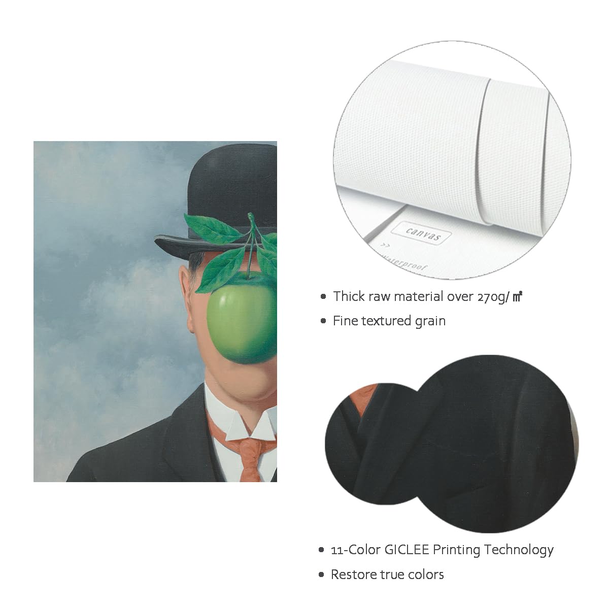 Magritte El Hijo del Hombre Lienzo Manzanas Verdes 85x100cm