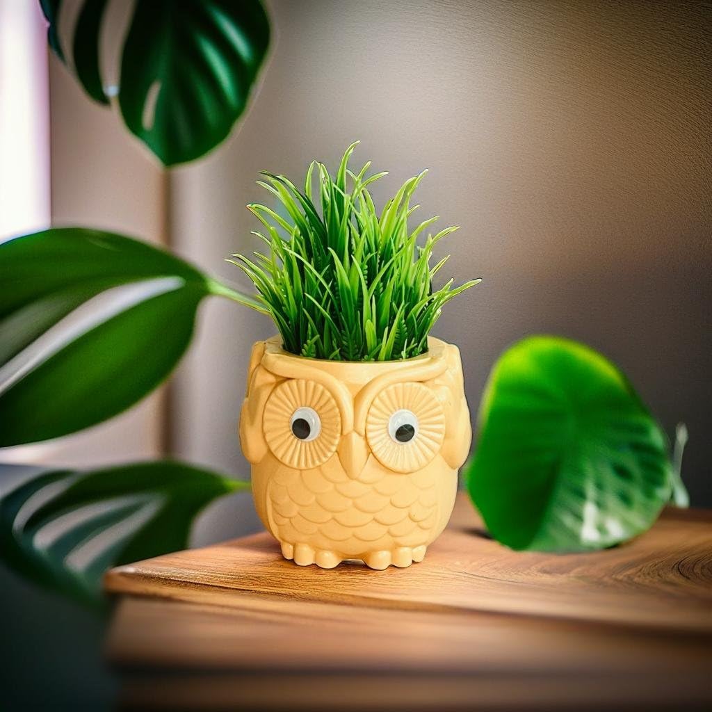Akaar Decor Artificial Fern Plant with Small Plastic Owl Pot for Home Decor| Festive Decor| Office Decor (Orange) (B0CJ72JV95) Amazon Price History, Amazon Price Tracker