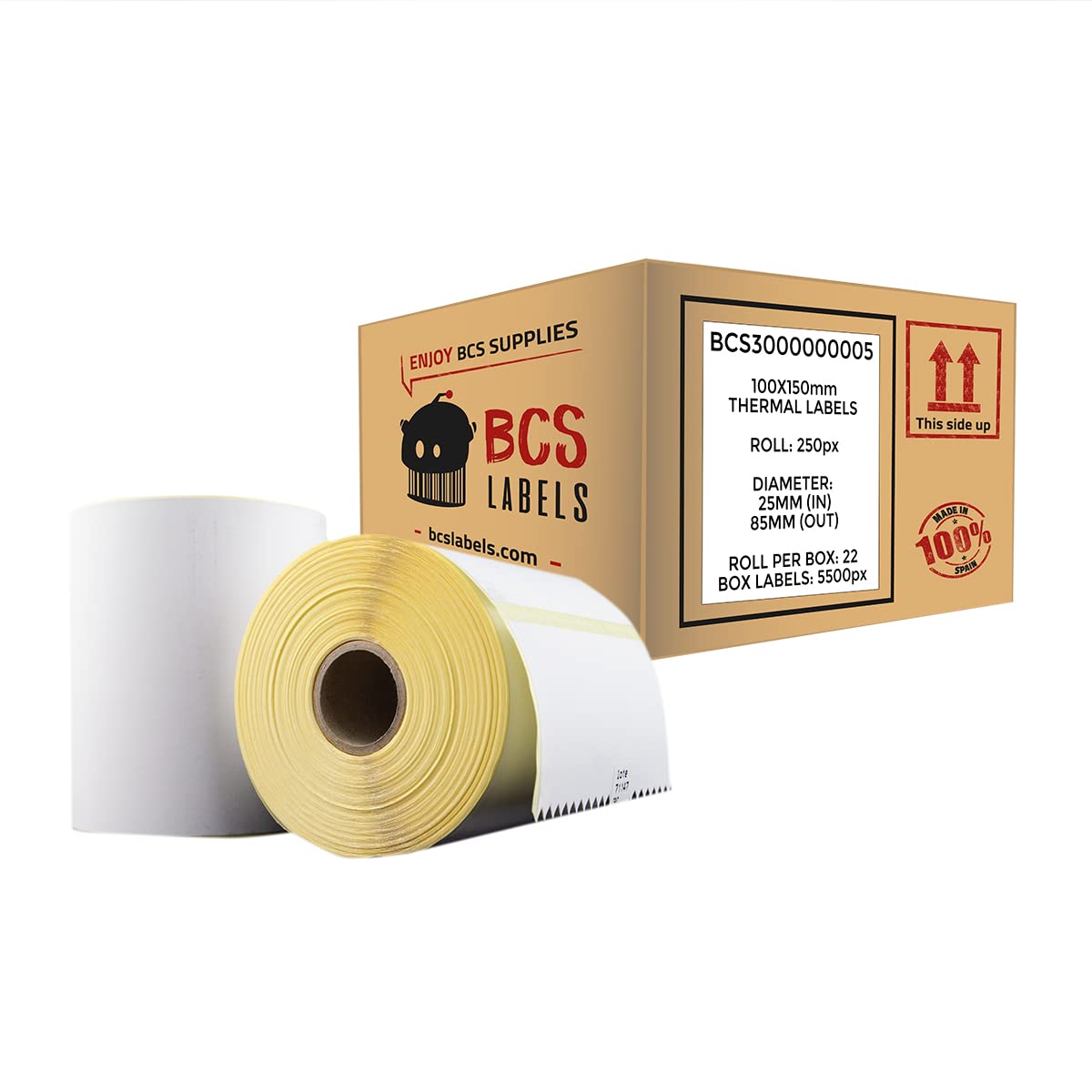 BCS LABELS - Rollo de 250 Etiquetas Térmica 100x150mm para impresoras Térmicas (Zebra, TSC, Toshiba, Brother) Especial Etiquetas para envíos (22)