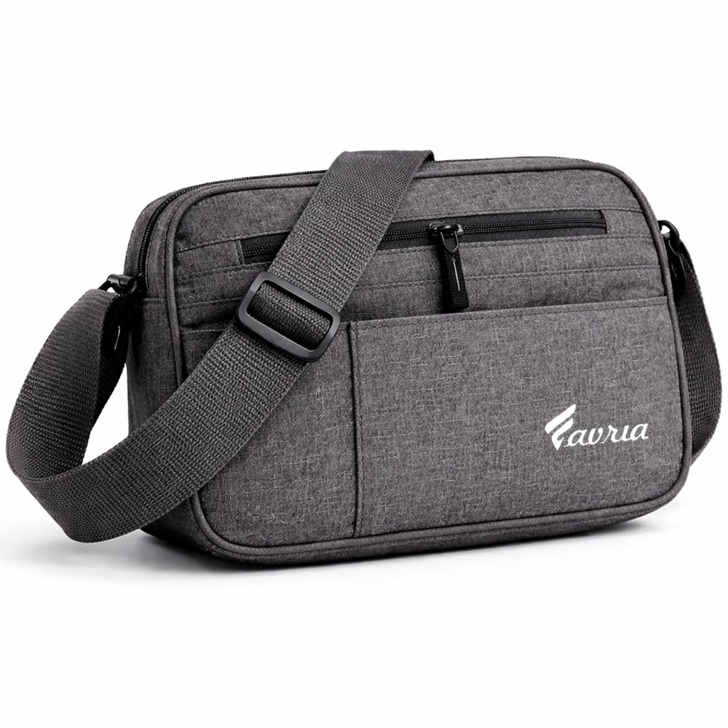 Sling Bag for Men & Women | Water Resistant Crossbody Side Bag with 4 Compartments (3 Zipper + 1 Flap) | Lightweight One Side Messenger Bag for Travel, College & Daily Use 28x10x23cm-image-44