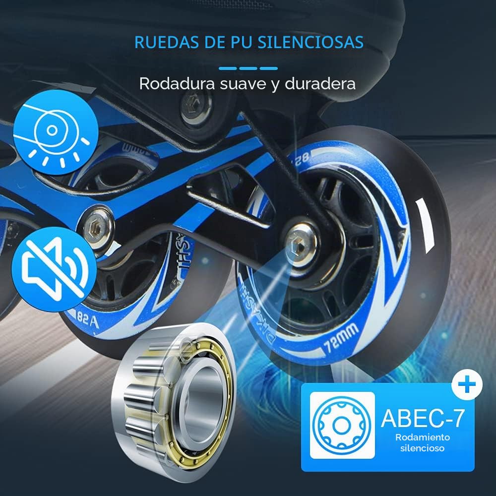Lixada Patines en Línea iluminados Ajustables con Ruedas iluminadas para Niños y Jóvenes Patines en Línea para Niños y Niñas, Tamaño 27-32/33-37/38-41