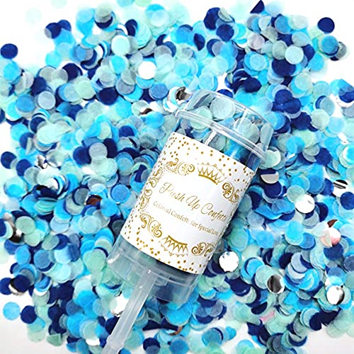 Push Pop Confetti Poppers - 4 Pack Wedding Confetti Poppers For Graduation Gender Reveal Baby Shower Bridal Anniversary New Year's Birthday Party Supplies (Gold+Blue) #TOP2