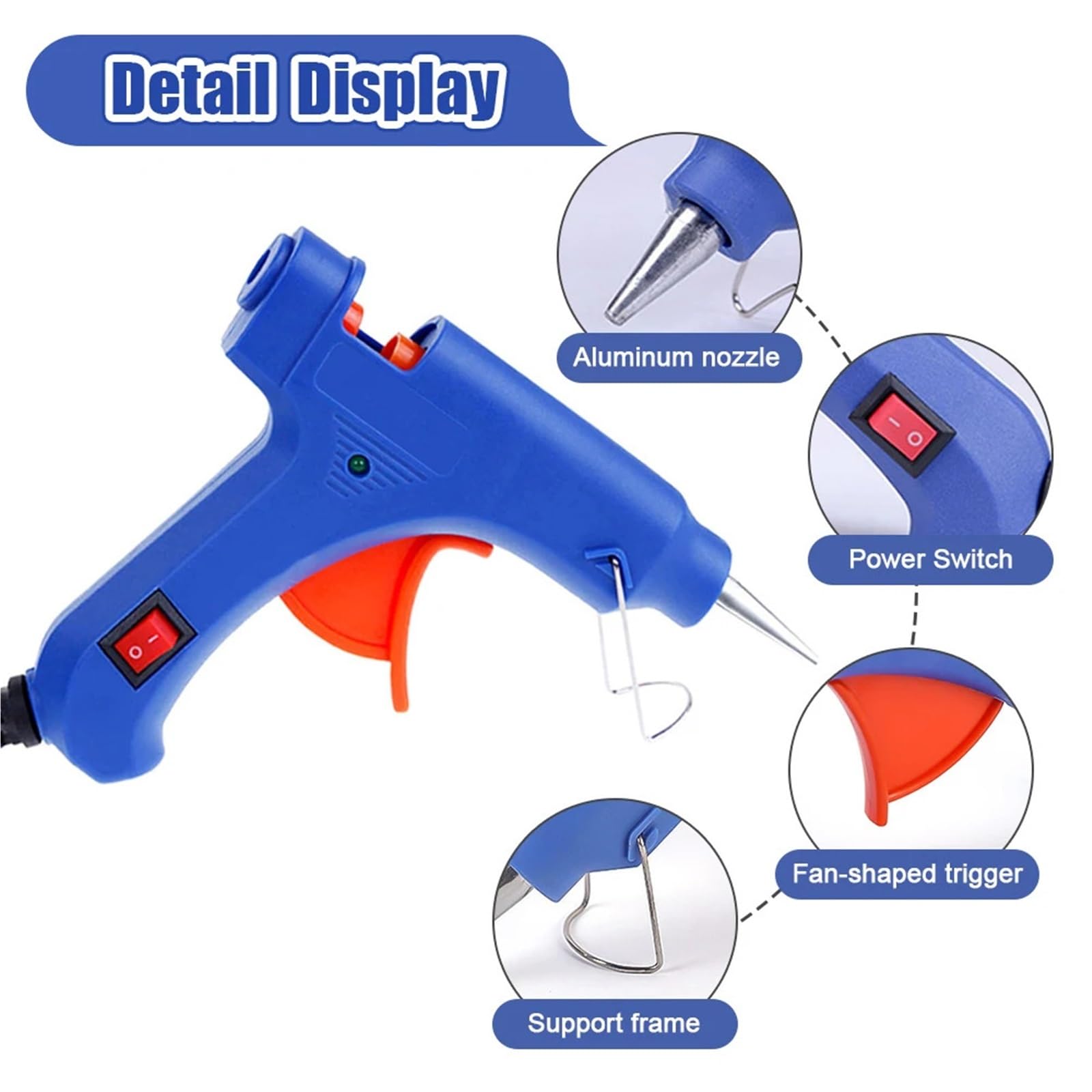 Pistola per colla a caldo, 6pcs 20W Calma Calda Per La Pistola Adesiva, Industriale Domestico, Strumento Di Manutenzione Del Riscaldamento Elettrico Ad Alta Temperatura per riparazioni domestiche