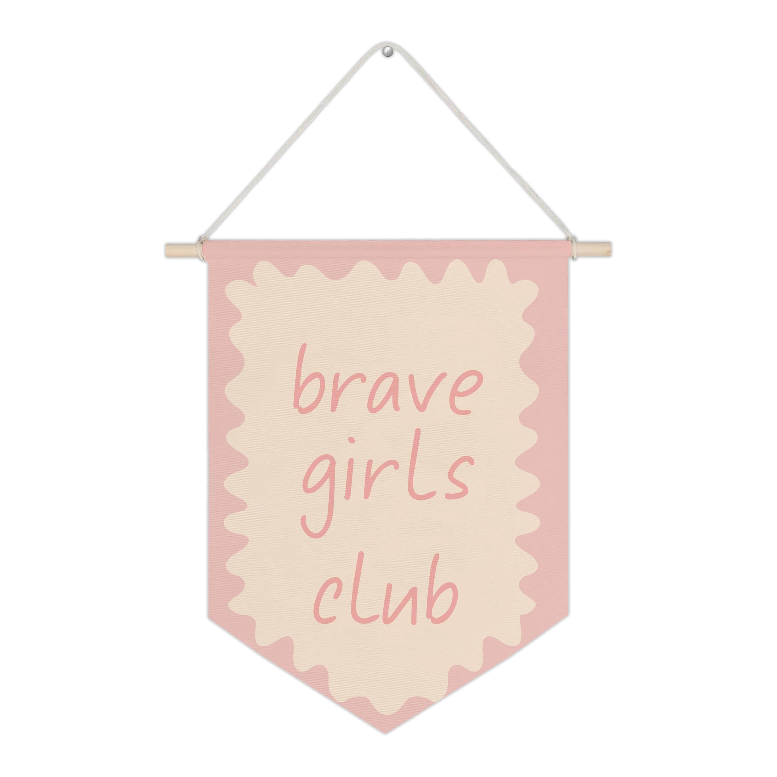 WUCHJ Girl Nursery Canvas Wall Banners, Brave Girls Club Pink Preppy Hanging Display Pennant Flags, Preppy Girly Wall Decor for Girls Nursery Toddler Room Bedroom Dorm Playroom 11x14 Inch