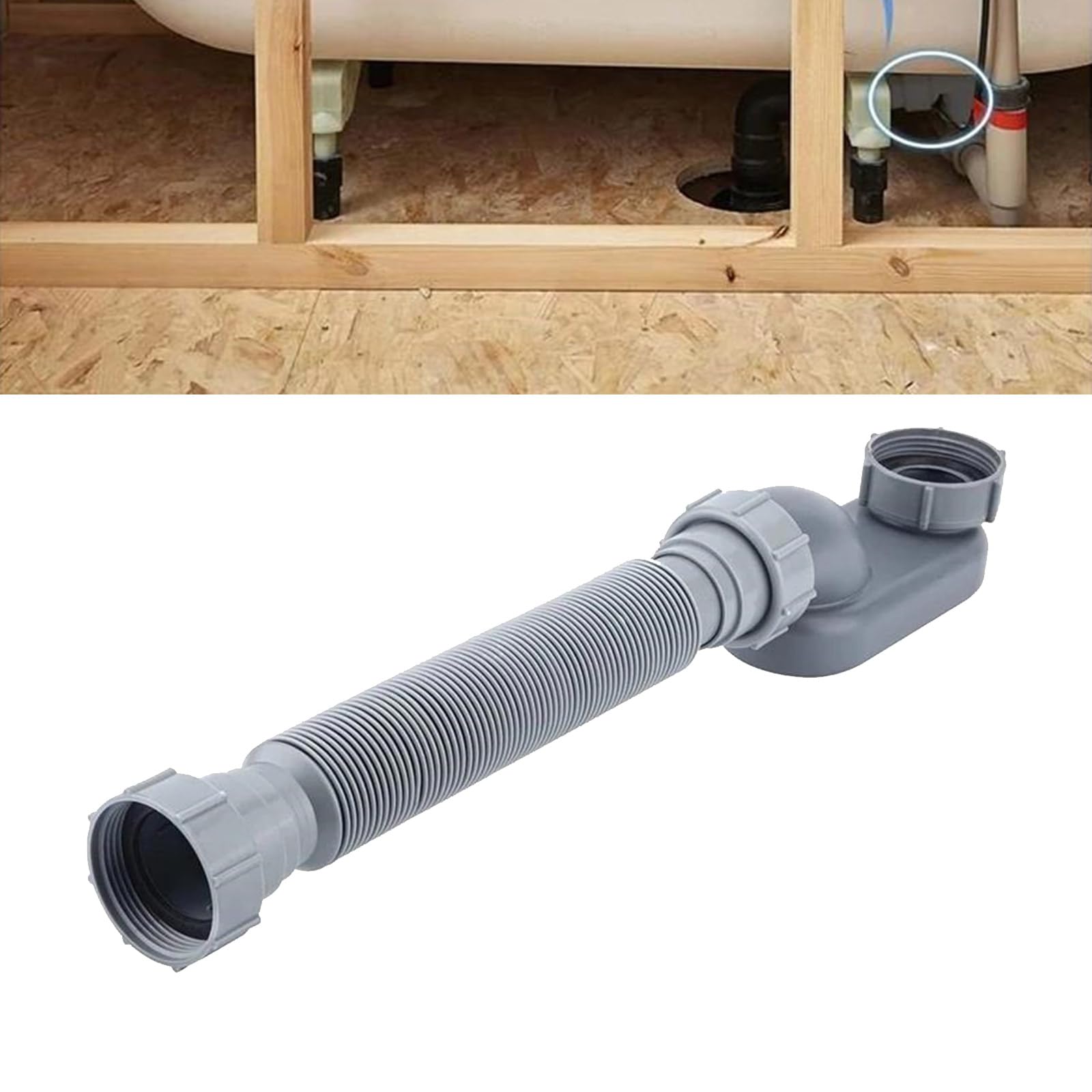ABS Bathtub Drain Pipe with Simple Installation Trap Bathroom Drain Replacement Simple Installs for Kitchen & Bathroom