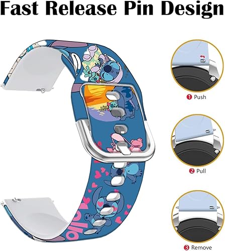 Miniatura 4 de Stitch Holiday - Correa de reloj de dibujos animados de 0.78 pulgadas (0.787 in) compatible con Samsung Galaxy Watch 5/4/3/Active 2/Gear Sport/S2