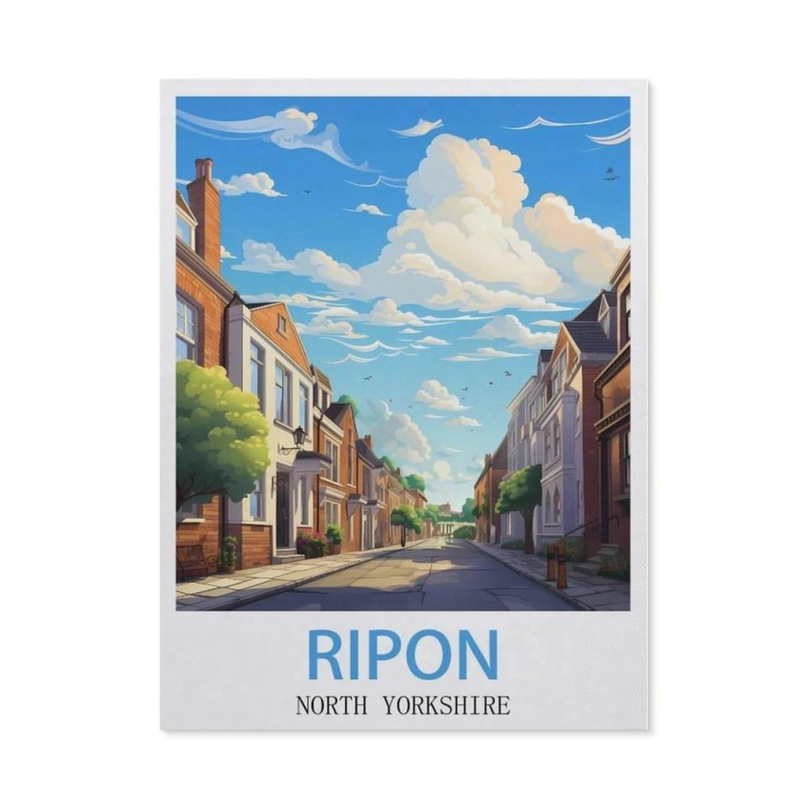 Beayodkp （50 X 60 Cm/19.68 X 23.62 Inches） Ripon North Yorkshire Vintage Travel Poster，Diamond Art Kits For Adults And Kids, Full Drill Round Rhinestone Paint With Diamonds-Ce69