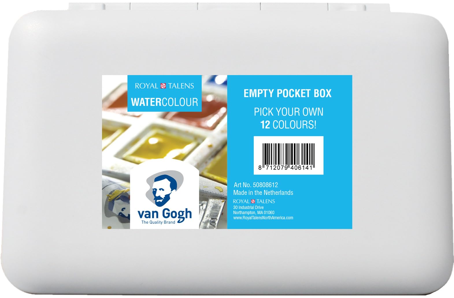 Watercolor Empty Plastic Pocketbox for 12 Half Pans