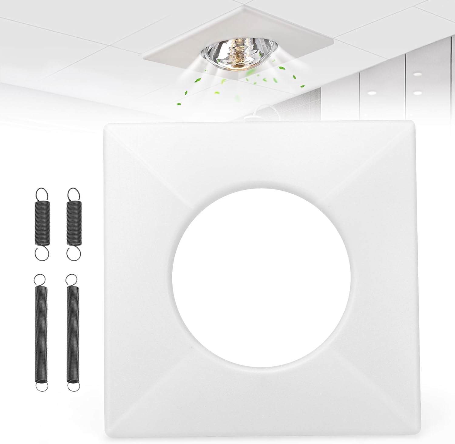 S97010319 Exhaust Fan Cover w/Springs for B-roan Nu-tone 161 162 9412D-R01 9417DN-R01, Spring Grille for Bathroom Heating Lampshade, Fan Cover Replaces 99111347 97010319 for Bulb Ceiling Heater