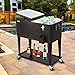 VINGLI 80 Quart Rolling Ice Chest, Portable Patio Party Bar Drink Cooler Cart, with Shelf, Beverage Pool with Bottle Opener (Brown)