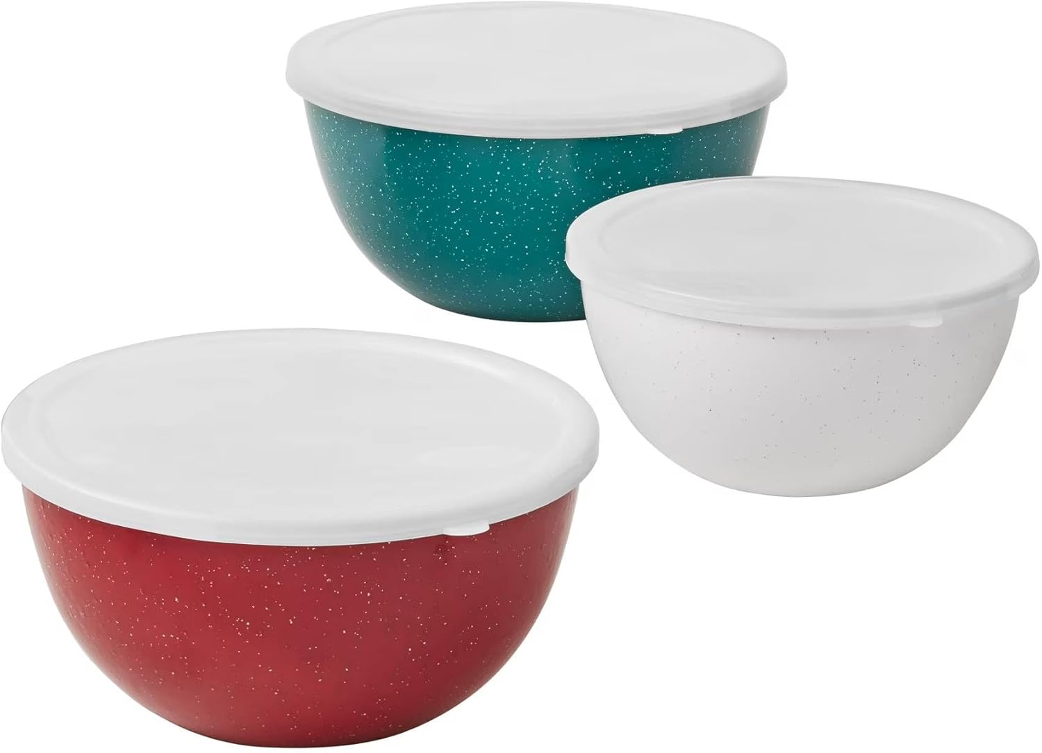Enamel on Steel Mixing Bowls with Lids, 6-Piece Nesting Bowl Set, Multiple Sizes (color scheme 1)