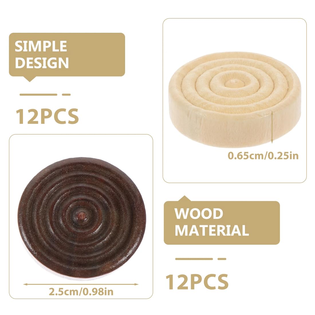 Holzspielsteine für Brettspiele, Dame, Backgammon & Schach, 24 PCS, Gelb, Einfarbig, Erwachsene, Unisex, Holz, Freistehend