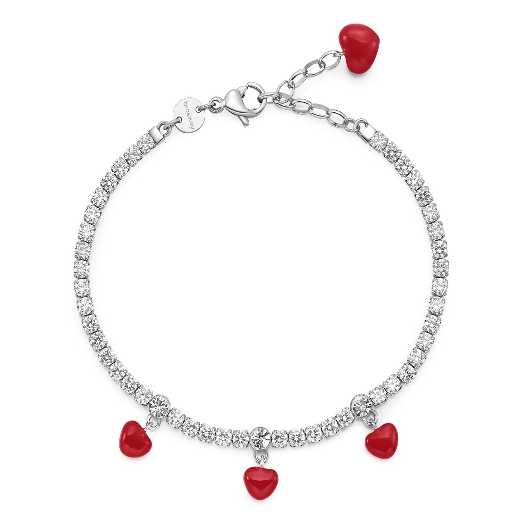 Brosway Bracciale Donna, Bracciale Tennis in Acciaio con Simbolo Cuore | Collezione Desideri - BEI044