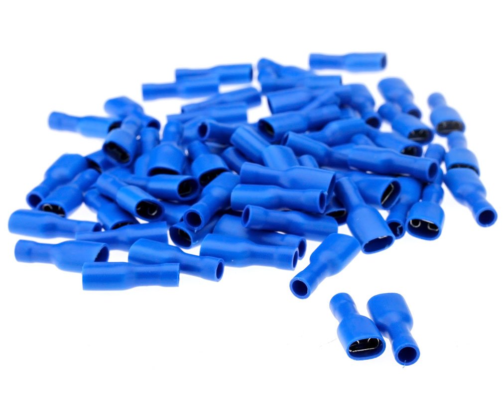 Create idea 100pcs Bleu Cosse Electrique plates Connecteurs Isolées à Sertir femelle 6.3mm Assortiment sertissage