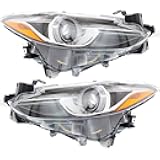 For Mazda 3 Headlight 2014 15 16 17 2018 Pair Driver and Passenger Side HID w/Manual Level For MA2502145 | BHN2-51-041B