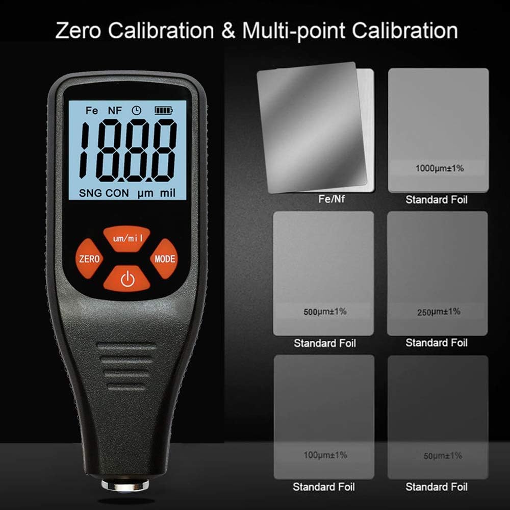 Car Painting Depth Gauge Coating Thickness Gauge Meter 01500um,Gray