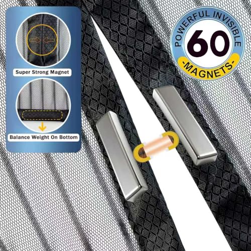 Magnetic Screen Door 38" x 83", Self-Sealing Mesh for Front & Patio Doors - image 3