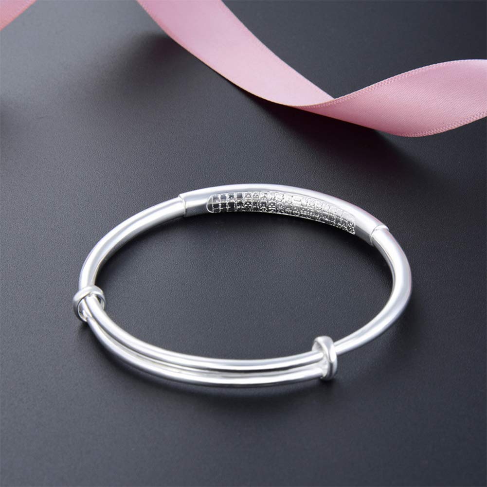 AKT 925 Brazaletes de Plata Esterlina Pulsera de Plata con Dije Ajustable Bangle para Joyería de Mujer