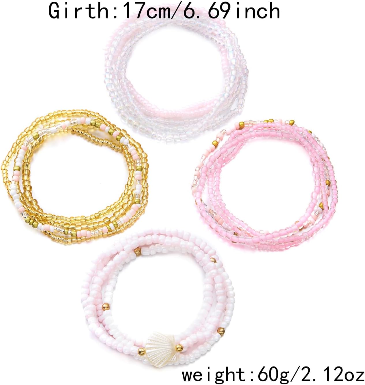 17/18/20Pcs Colorful Bohemia Seed Beaded Bracelets Handmade Adjustable Stackable Rainbow Beaded Stretch Bracelet Anket Multilayer Vacation Elastic Bracelet for Women Summer Beach Boho Jewelry-17Pcs A - Image 2