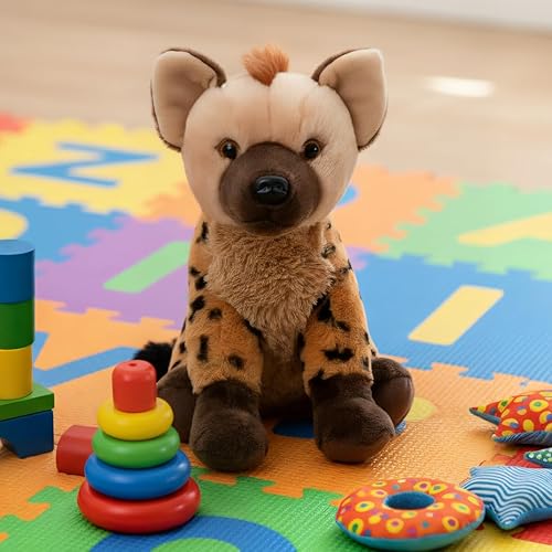 Miniatura 4 de The Petting Zoo Hyena - Animal de peluche, regalos para niños, animales salvajes del zoológico Onez, juguete de peluche de hiena de 12 pulgadas