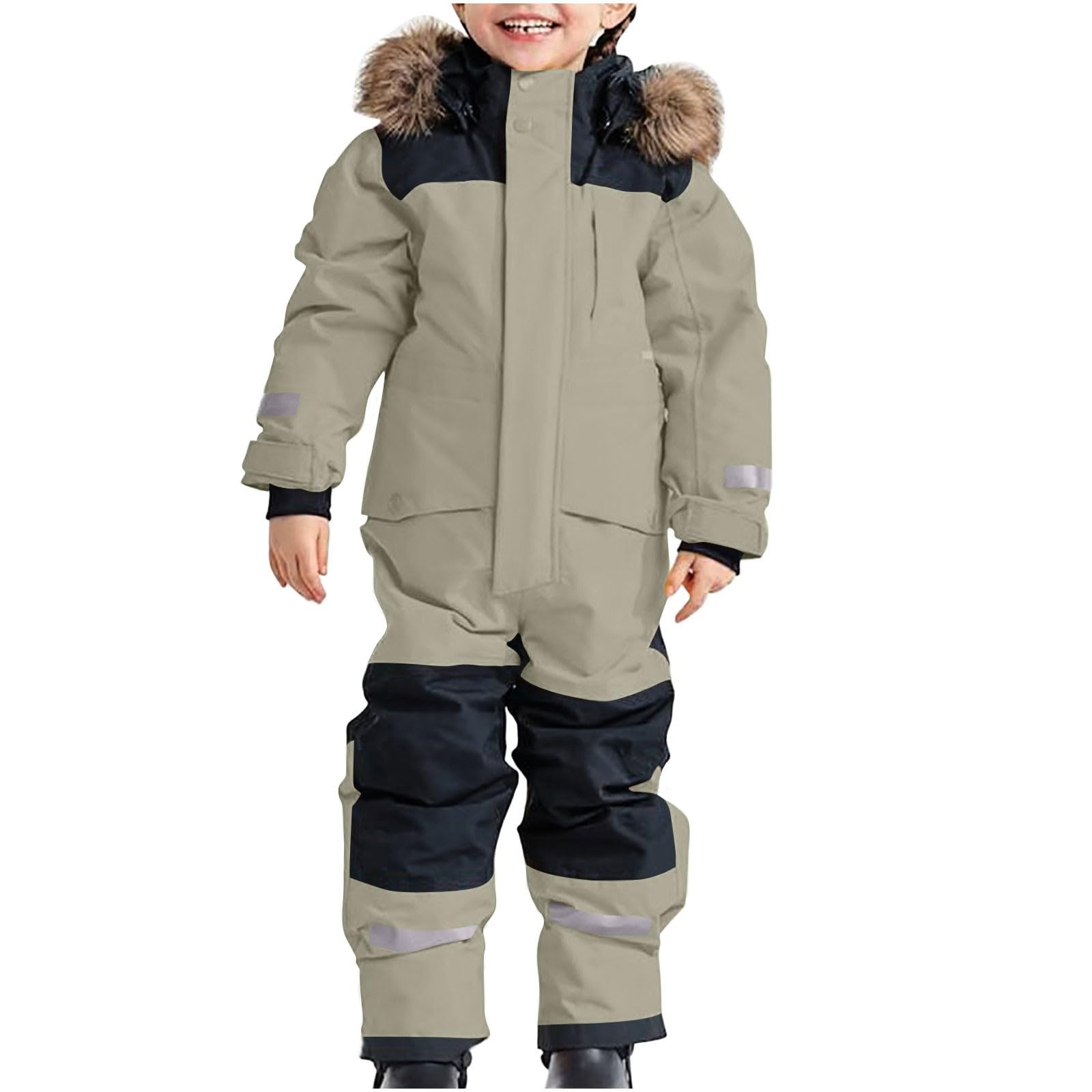 Skianzug Kinder Schneeanzug Unisex Skioverall mit Kapuze SchneeanzüGe FüR Jungen Mädchen Wasserdicht Atmungsaktiv Skianzüge Verdickt Warm Outdoor Regenoverall Einteiliger Schneeoverall 80-160