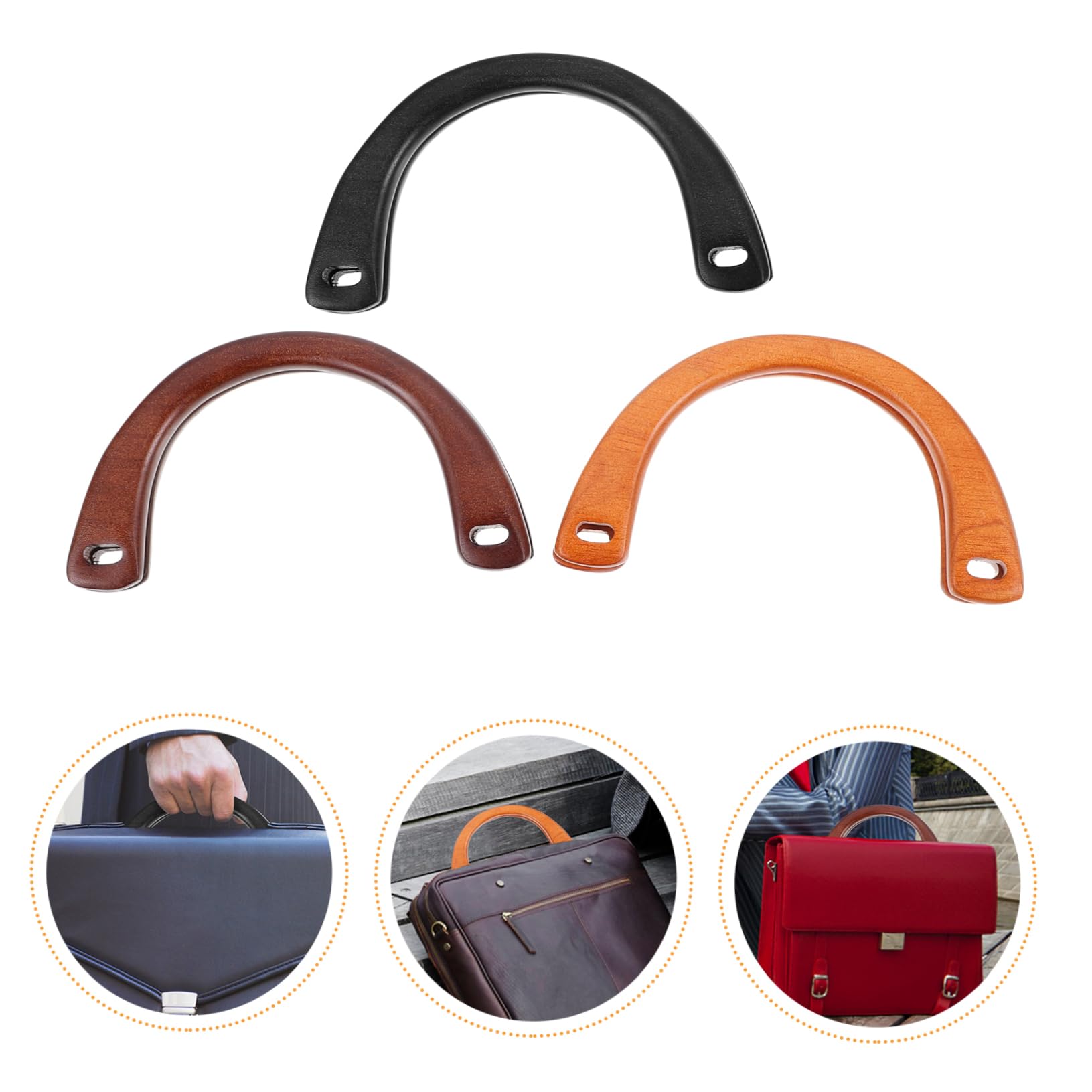 Artibetter 6 Asas de Madera para Bolso Ligeras y Cómodas Forma u Semicircular, 15x8cm Color Aleatorio Ideales para Reemplazo y Manualidades DIY