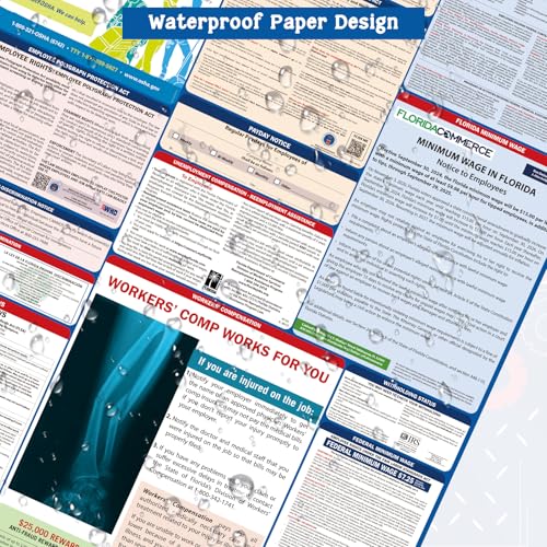 punchman 2pcs 2025 florida state and federal labor poster-english amp spanish 2 version osha workplace compliant postingmandatory regulations employee labor posters florida23634x36634 uv laminated