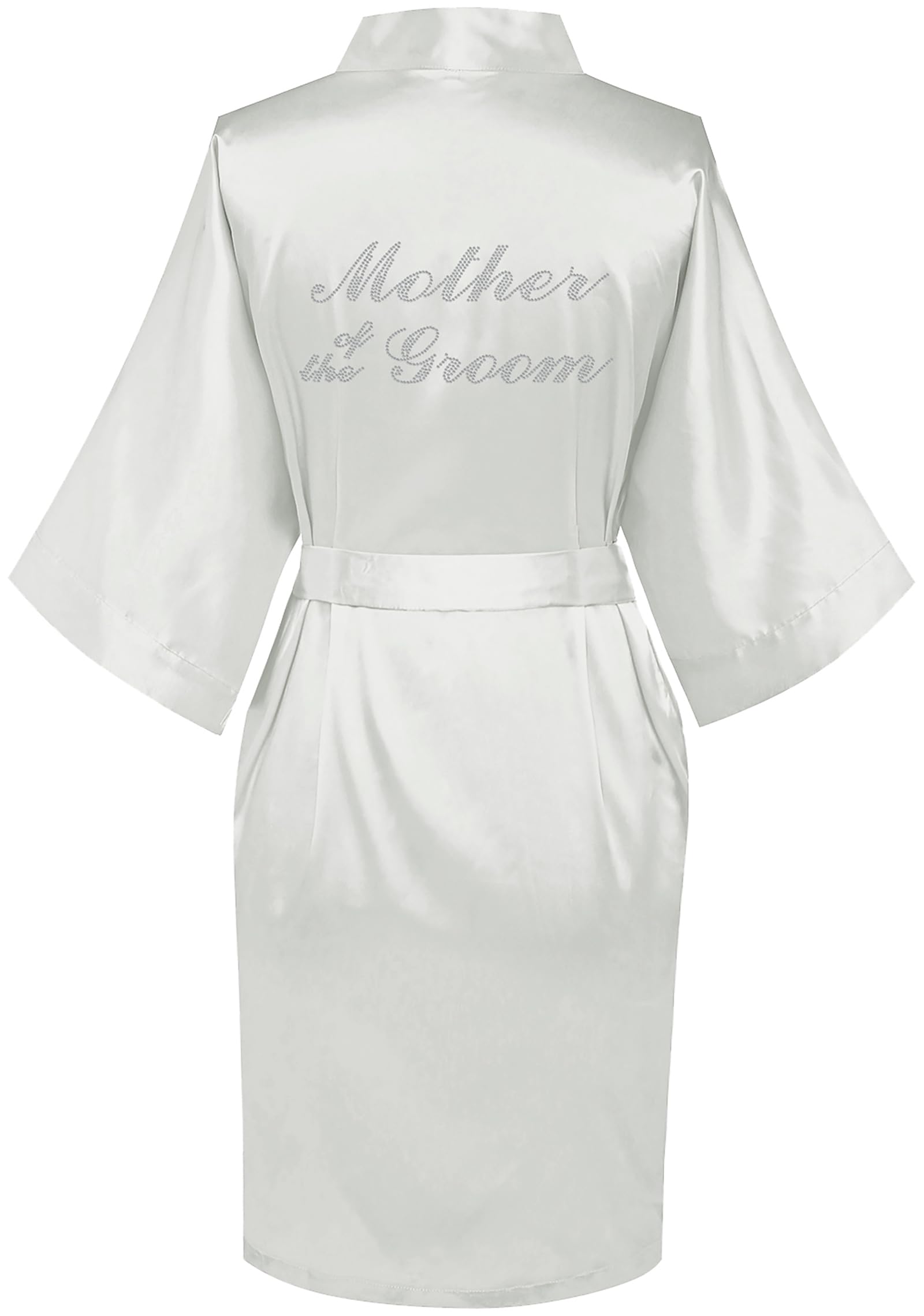 goodmansam Women's Silky Robes One Size Silver Rhinestones Bride Bridesmaid Sleepwear for Wedding Party Getting Ready