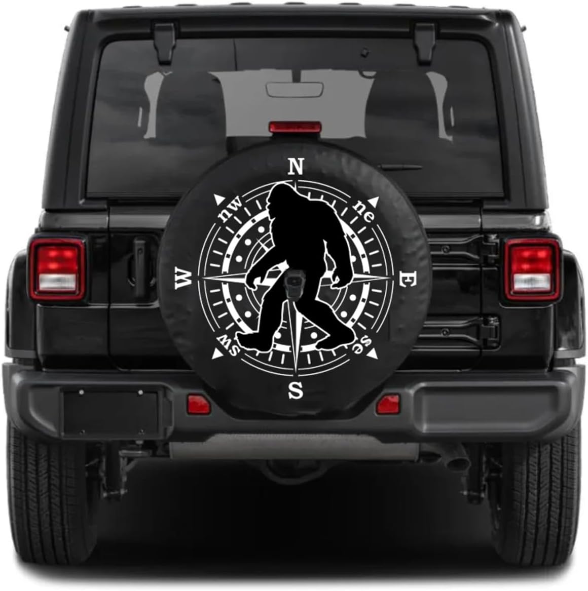 Compass Ross Camping Spare Tire Cover with Backup Camera Hole Leather Wheel Cover for Wrangler JL, Sport & Sahara (2018-2025)