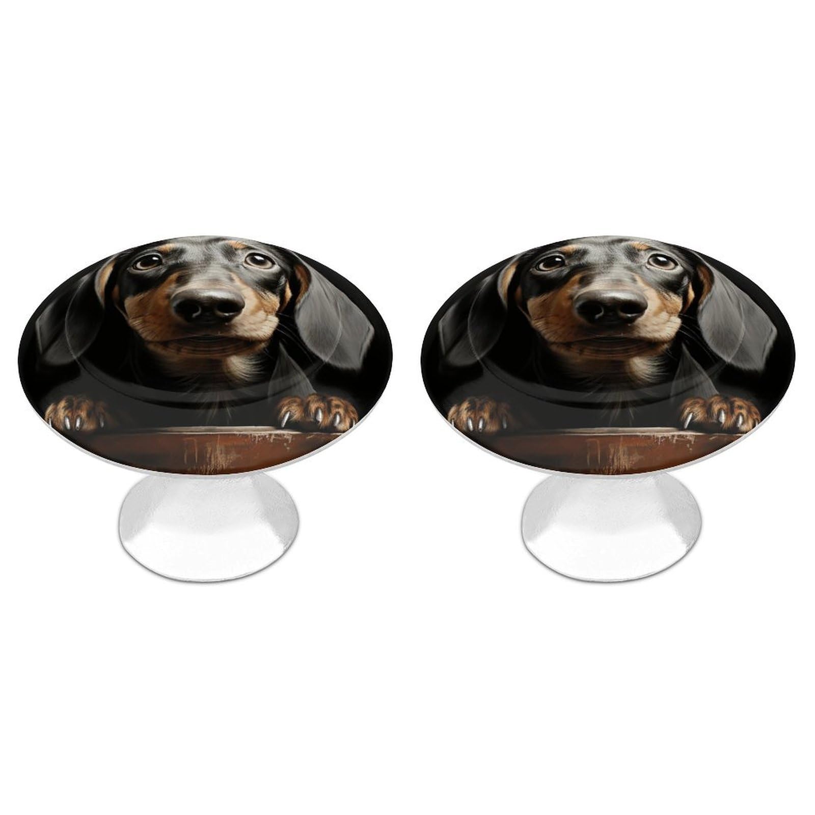 QMNLKH Pad Dachshund Cabinet Knobs for Home, Round Drawer Pulls for Kitchen, Personalized Cupboard Handles with Screw, Fashion Dresser Knobs for Office, Drawer Handles, 2 Packs