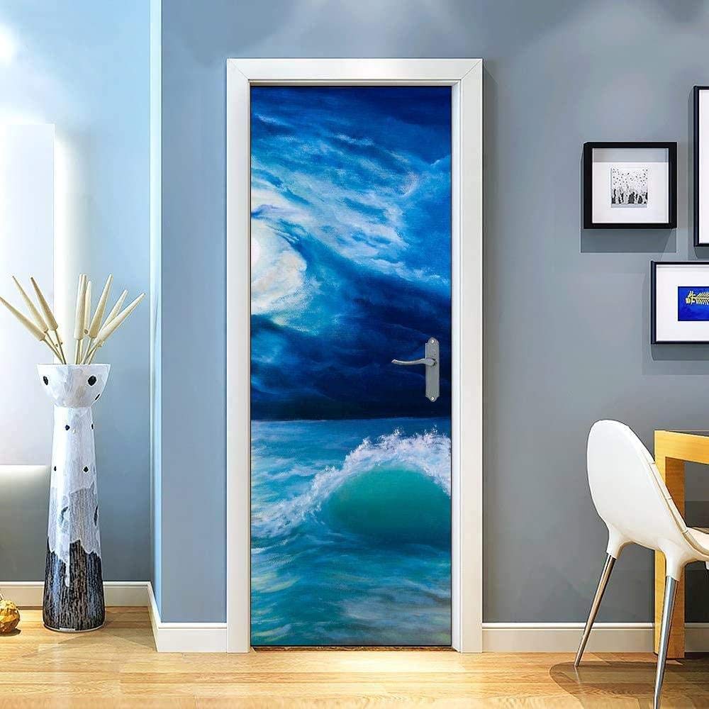 Adesivi Per Porte Murales Poster Per Porte 77X200Cm Carta Da Parati Adesivo Per Porta 3D Architettura Del Paesaggio Torre Di Ferro Autoadesivo