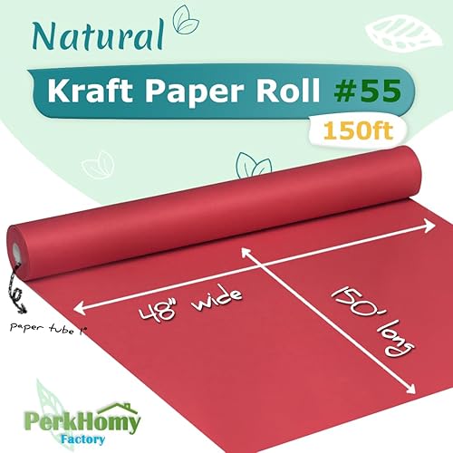 Vista 65 de PerkHomy - Rollo de papel kraft marrón de 17.5 x 1.200 pulgadas (100 pies) para envoltura de regalos, tablón de anuncios, manualidades, ramo