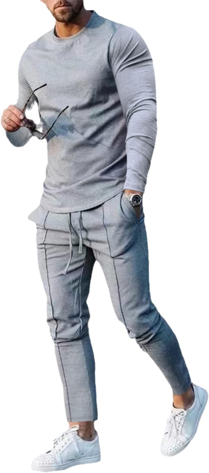 Men's Tracksuit Long Sleeve Pullover Jogging Track Suit Athletic Casual Sweatsuit