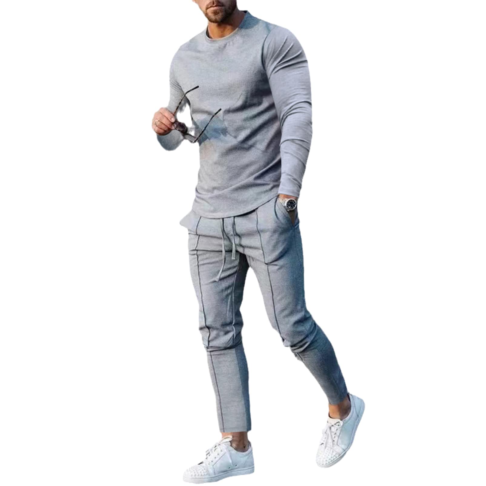Men's Tracksuit Long Sleeve Pullover Jogging Track Suit Athletic Casual Sweatsuit