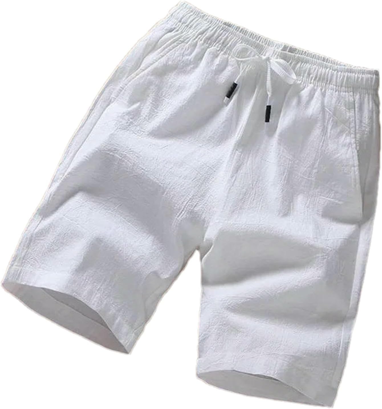 Men Shorts Slim Fit Summer Cotton Linen Knee Length Breathable Male Clothing Straight Shorts