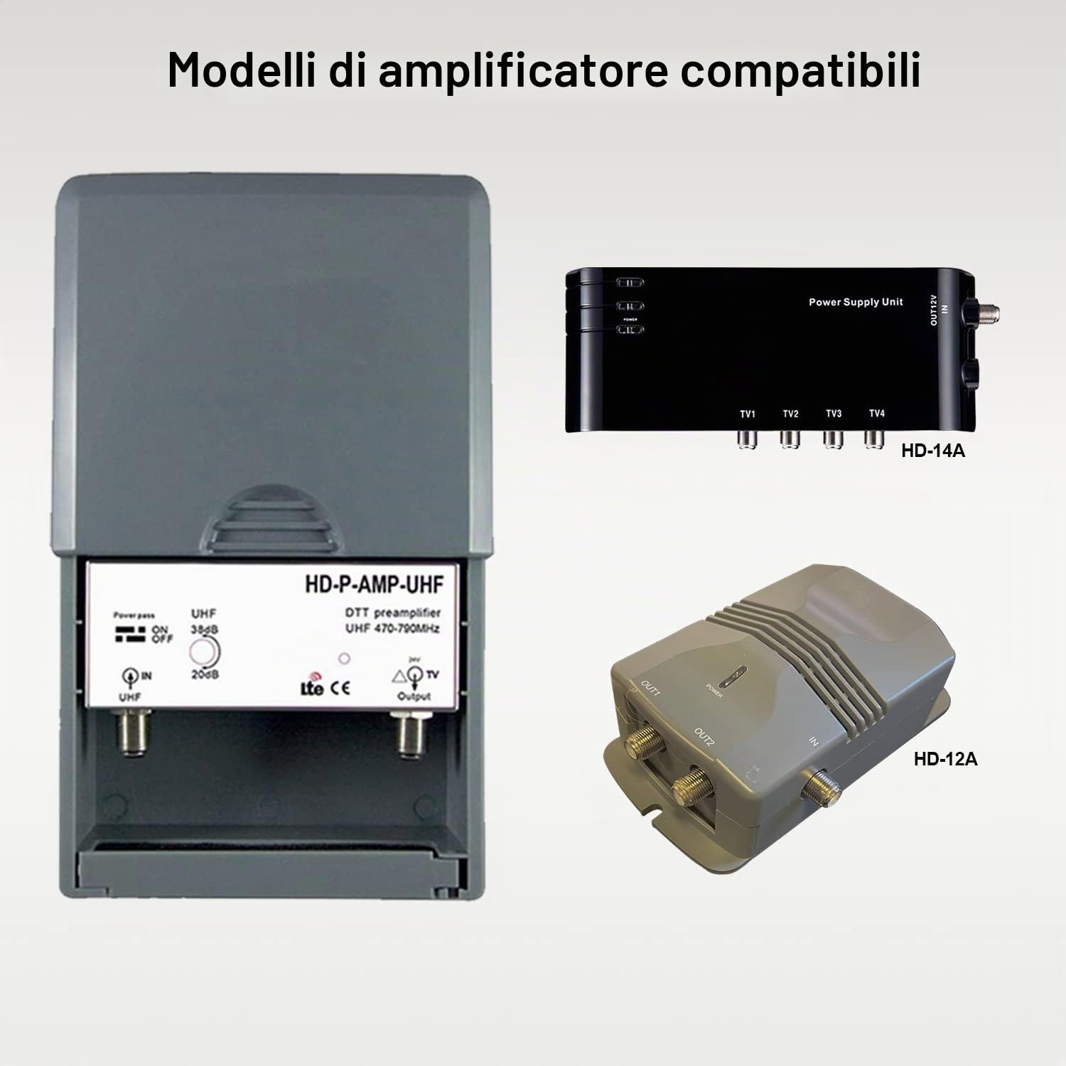 LEYF Preamplificatore TV/Guadagno regolabile 15-38dB/Amplificatore Antenna TV/Ampli per TNT HD Segnale UHF 470-790MHz