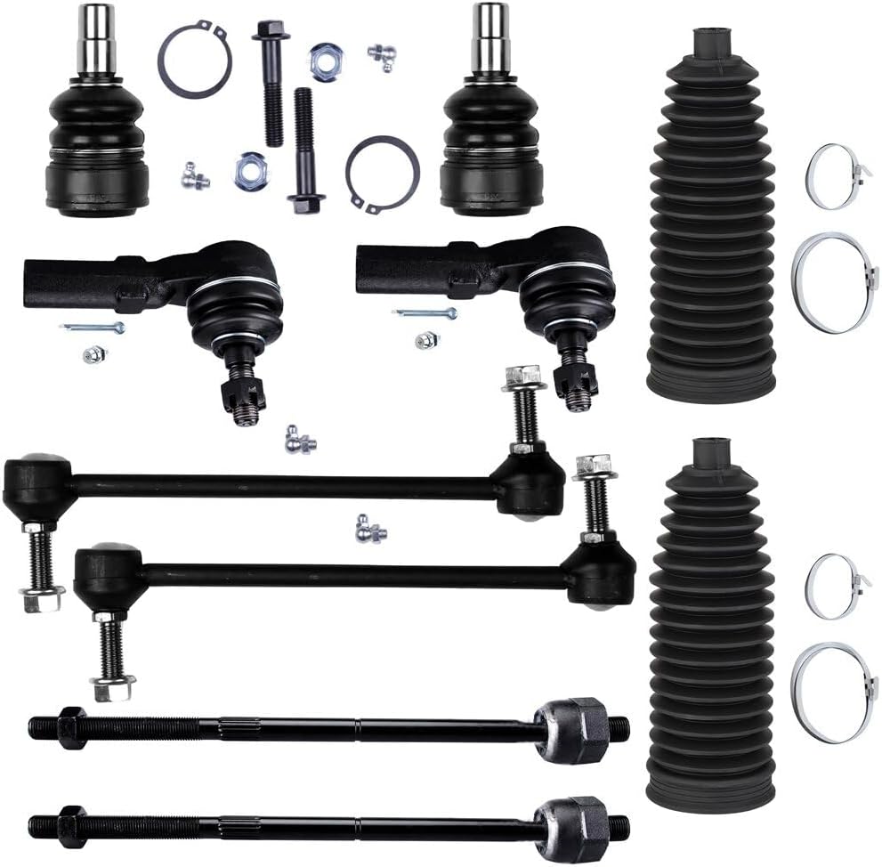ECCPP - 10PCS Front Lower Ball Joint Outer Inner Tie Rod End Sway Bar Link Steering Boot Compatible Fit 2005-2009 For Ford For Mustang Suspension Kit
