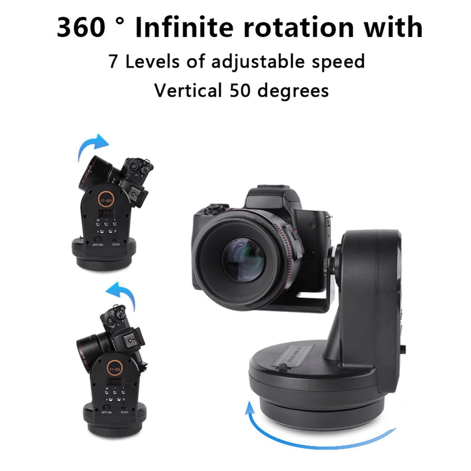 Cabezal de Trípode Motorizado, Cabezal Panorámico Panorámico Motorizado Inalámbrico de 2,4G para Teléfono Inteligente, Soporte de Cámara Motorizado con Carga de 1Kg