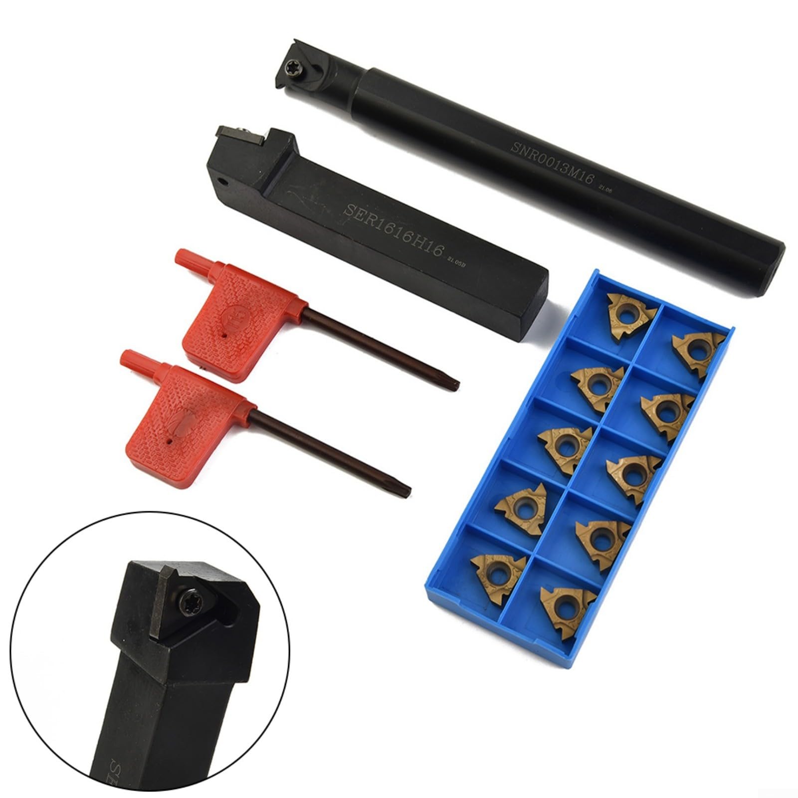 Lot de 12 inserts de filetage interne pour barre d'alésage avec porte-outils SER1616H16 et SNR0013M16 pour plaquettes en carbure d'usinage CNC